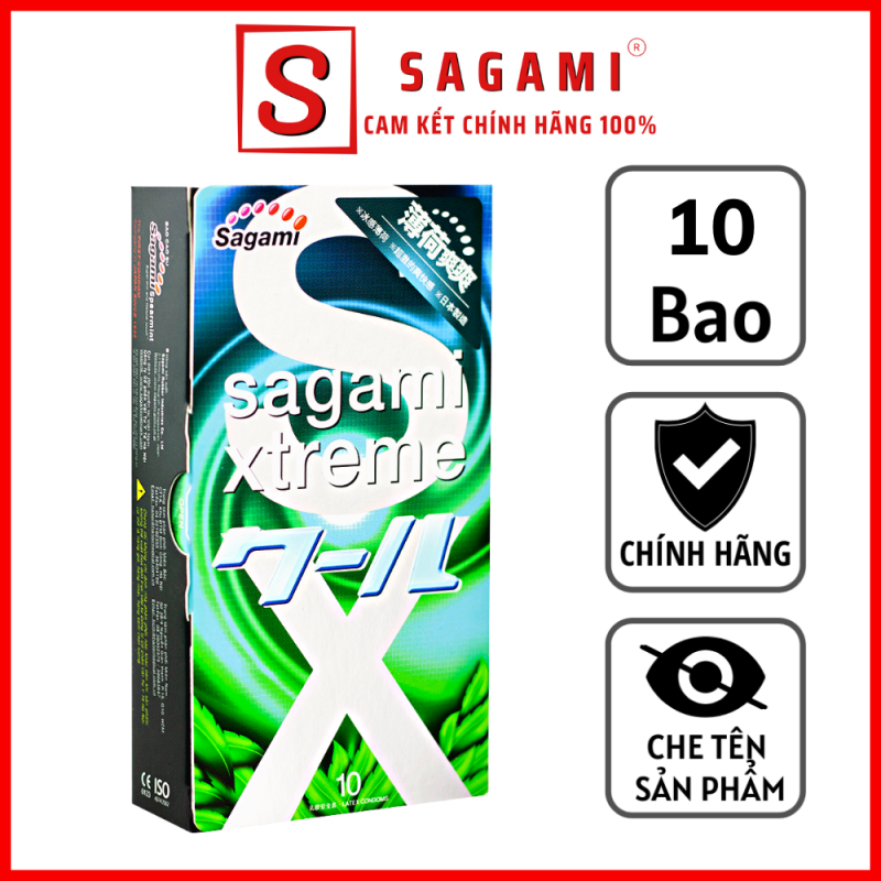 Bao Cao Su Sagami Spearmint - BCS Mỏng Hương Bạc Hà - Kéo Dài Thời Gian - Hộp 10 Chiếc cao cấp