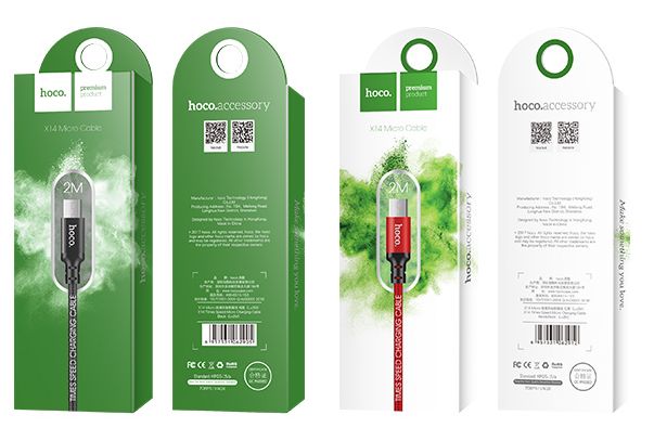 Cáp sạc nhanh hoco x14 2.4a 1m/2m chính hãng cho android/iphone/ipad - cáp sạc dây dù lightning/typec/microusb