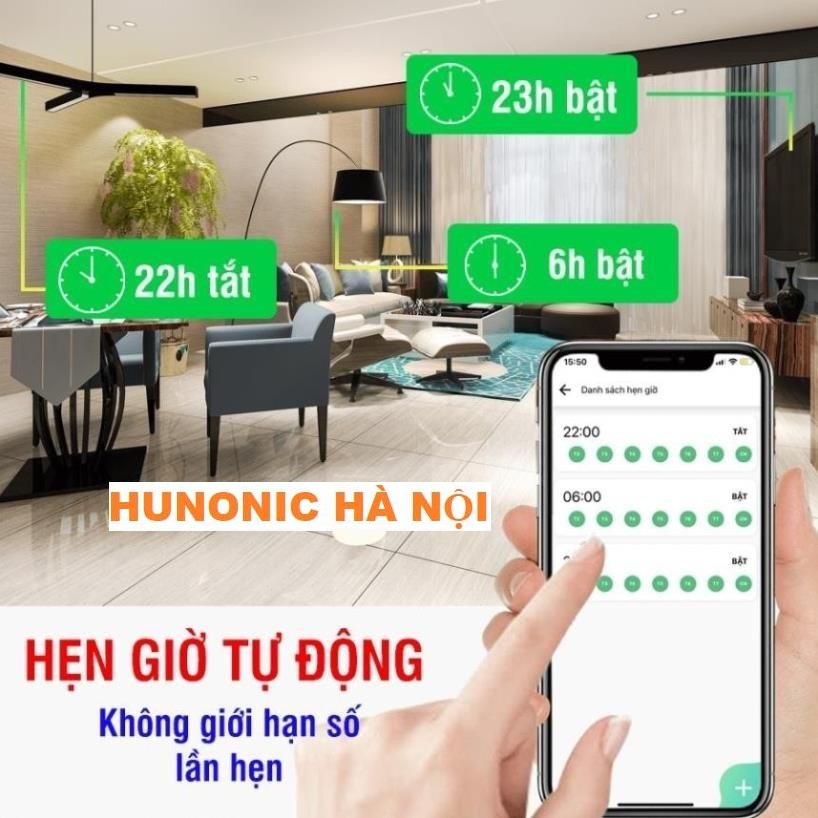Công Tắc Wifi Thông Minh Hunonic Lahu Công Tắc Điều Khiển Hẹn Giờ Công Suất Lên Đến 4000w