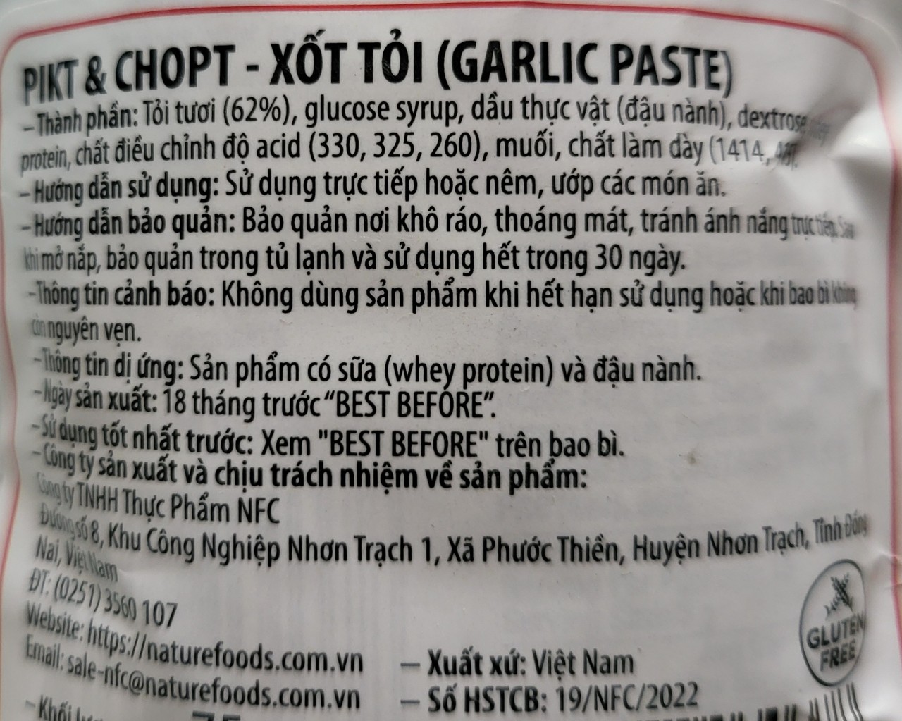 [túi 75g] XỐT TỎI [VN] PIKT CHOPT Simply Garlic Paste
