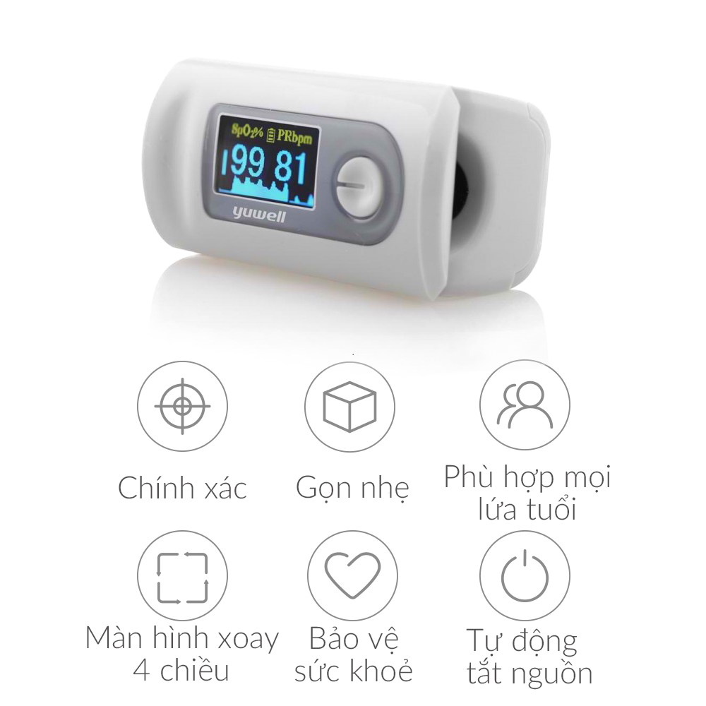 [[SpO2]] Máy đo nồng độ oxy trong máu Yuwell YX301 - Đo nhanh, chính xác - Bảo hành 2 năm