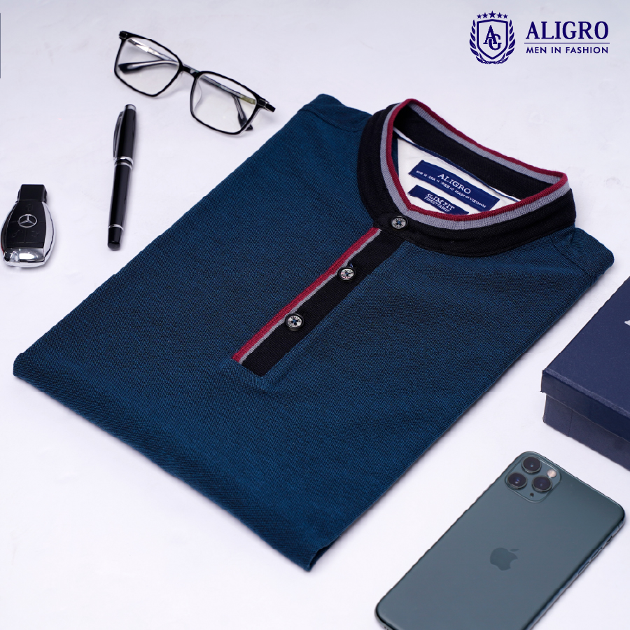 Áo polo nam ngắn tay ALIGRO chất liệu cotton cổ trụ trơn 1 màu đơn giản, sang trọng ALGPLO3A2M