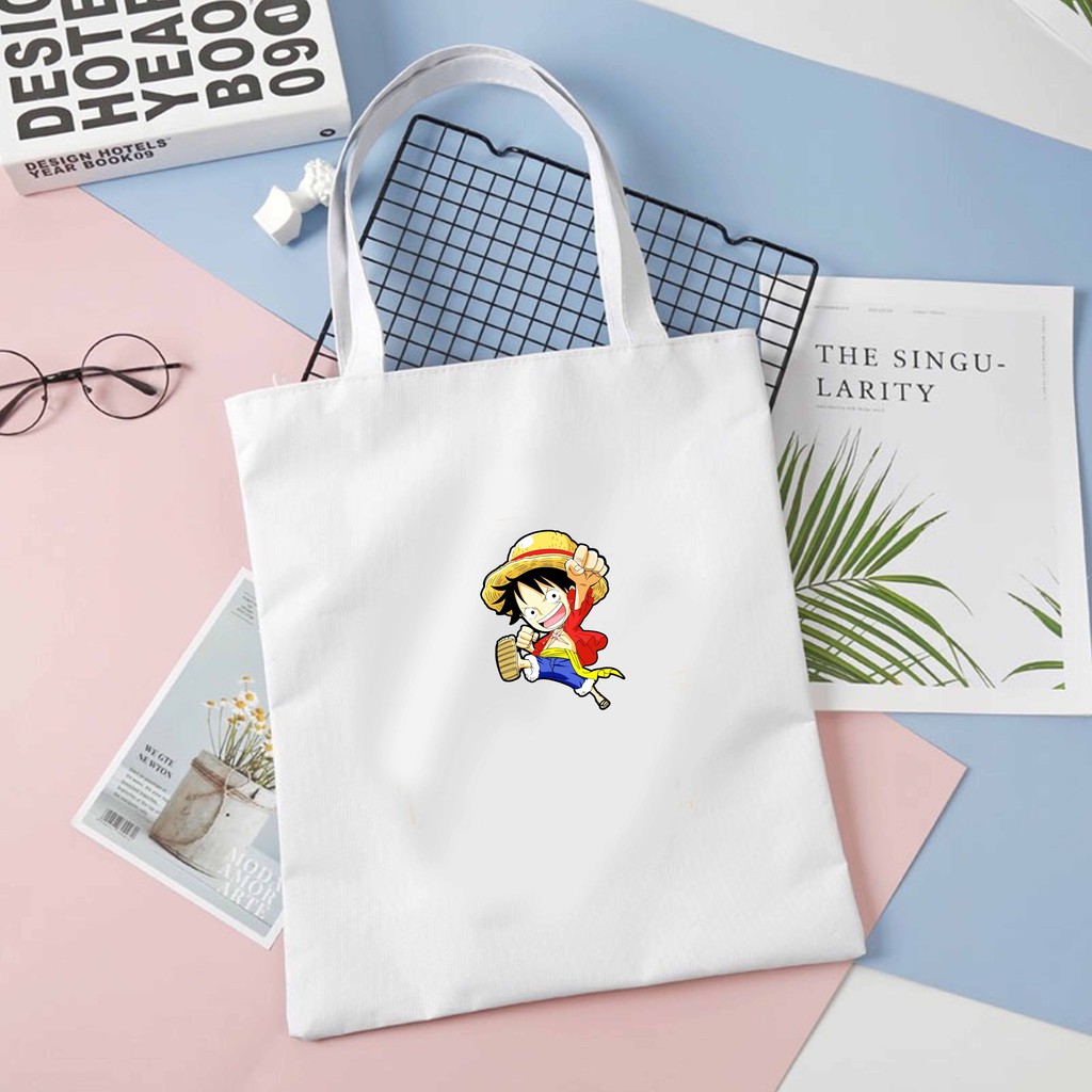 Túi tote vải đeo vai in hình Luffy One Piece anime