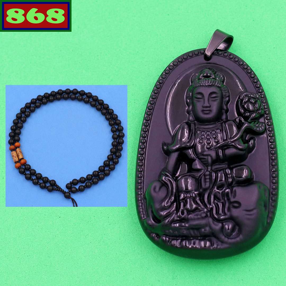 Face Buddha Samantabhadra Bodhisattva quartz black 3.6 cm METAEB6, pendant feng shui, necklace, fashion necklaces