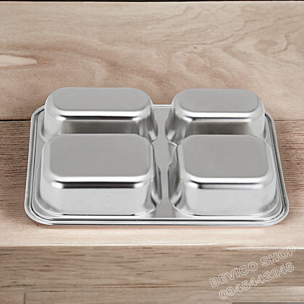 Khay inox 4 ngăn sâu lòng