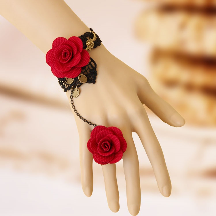 [HCM]Vòng tay choker 2 bông hồng đỏ phá cách