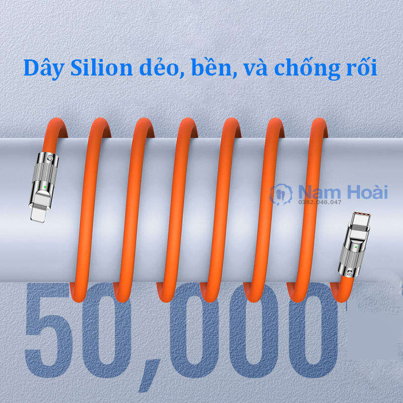 Dây Cáp Sạc Nhanh Siêu Bền 120W 6A Micro USB Type C Bằng Silicone cao cấp