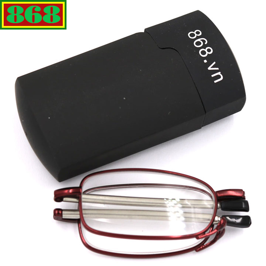 Mắt kính lão gọng xếp màu đỏ từ 1 độ đến 4 độ, mắt kính viễn, mắt kính gập, mắt kính rút, mắt kính gấp