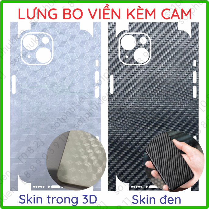 Miếng dán mặt lưng kèm cam skin carbon iPhone 14 / 14+ ( ip 14 plus)