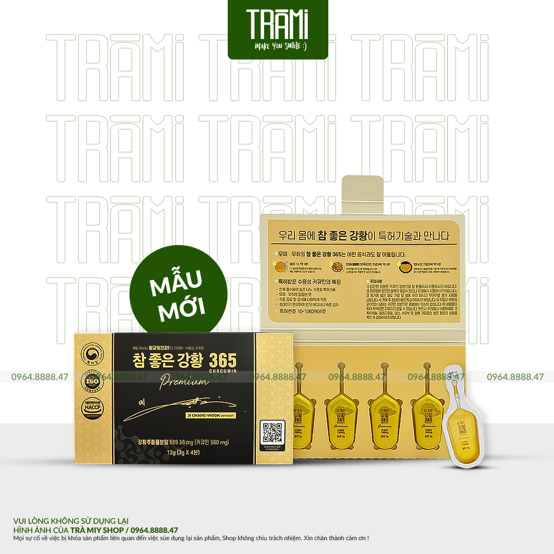 Tinh chất nghệ nano curcumin 365 premium, phiên bản ji chang wook, hộp 32 tép.