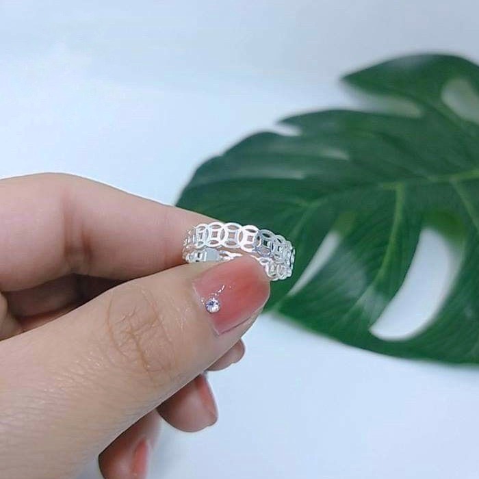 Nhẫn kim tiền bạc may mắn Nhẫn nữ bạc thật
