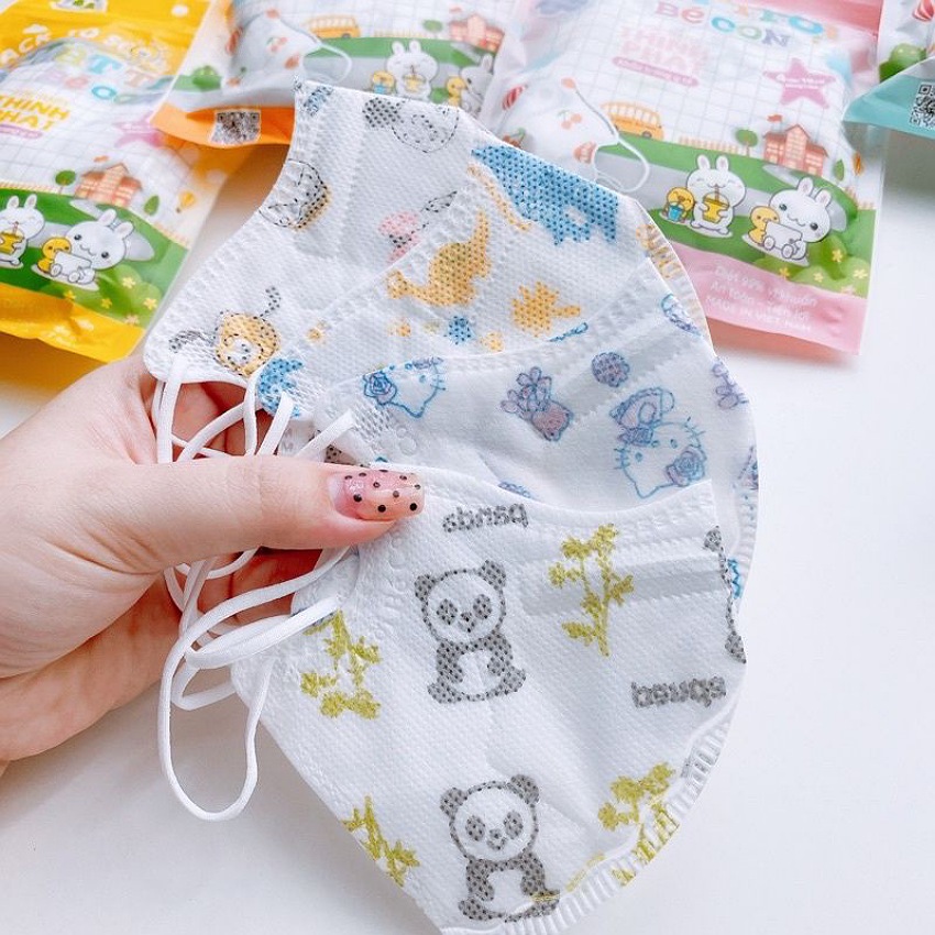 Khẩu trang trẻ em N99 6D mask Mặt Trời Bé Con Thịnh Phát, túi 10 cái, khẩu trang cho bé 4-12 tuổi, kháng khuẩn 99%, cotienshop87