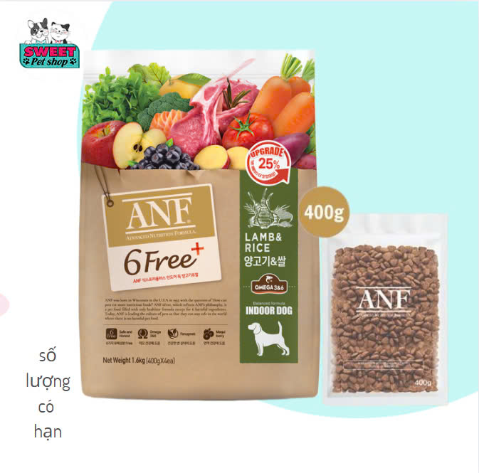 ANF 6Free Plus - THỨC ĂN HẠT CHO CHÓ ANF 6FREE VỊ CỪU 1.6kg nhập khẩu HÀN QUỐC