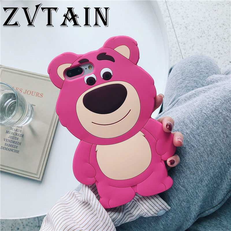 Ốp lưng điện thoại hình gấu ba chiều màu hồng dễ thương cho iPhone 6 7 8 Plus Ốp lưng mềm cho Iphone XS Max XR chống rơi và trầy xước cho Ốp lưng điện thoại Ốp lưng màu rắn cho Apple iPhone 11 Pro Max quà Tặng bé gái SE 2020