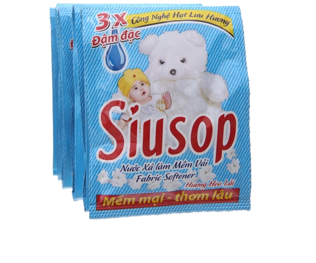 Nước xả vải siusop dây 10 gói - xã quần áo 3x đậm đặc, mềm mại, thơm lâu - trắng / hồng / xanh
