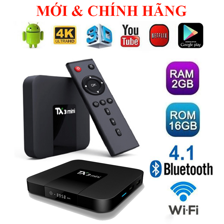 【HCM Vận Chuyển Nhanh】Android Tivibox TX3 Mini RAM 2GB ROM 16GB Android 10 4K UltraHD