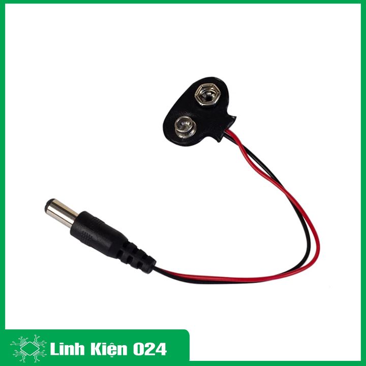 Dây đế pin 9V có đầu jack nối ra DC 5.5x2.1mm