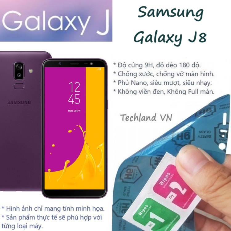 Cường lực phủ nano samsung j8 2018 - trong suốt, không full màn, không viền đen