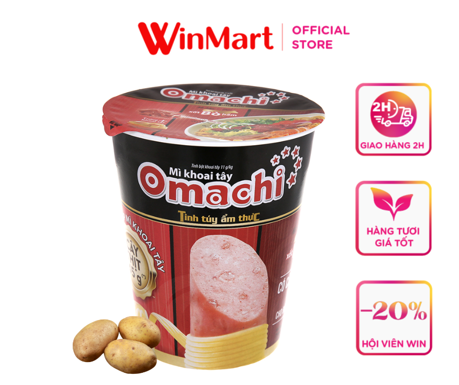 [Siêu thị VinMart] - Mì Omachi khoai tây xốt bò hầm thịt hộp 113g