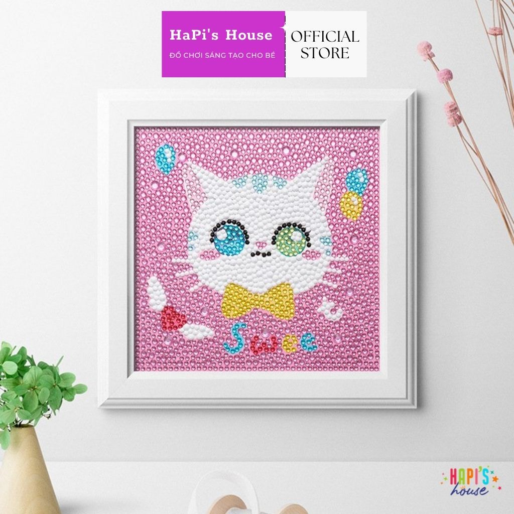 Tranh Đính Đá có khung (ĐÁ ABC CAO CẤP). Kích Thước:20x20cm