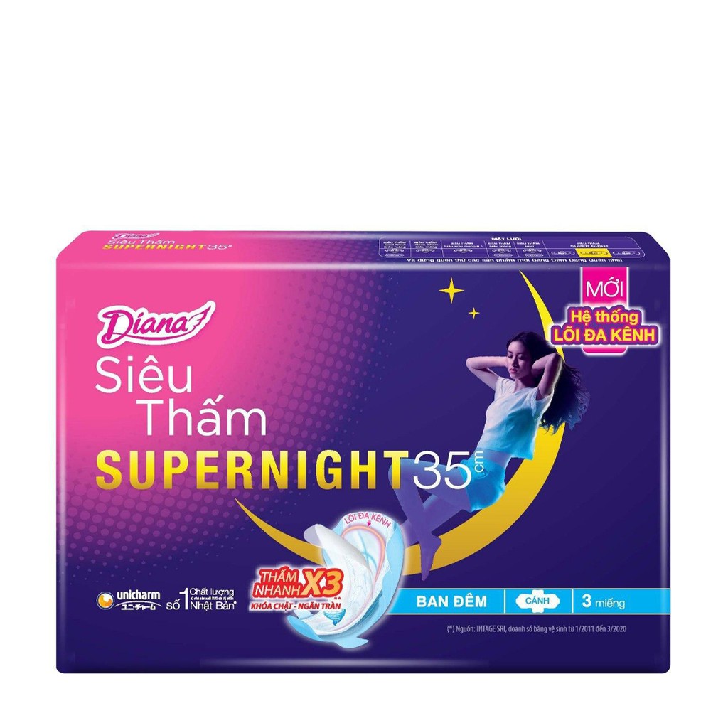 BĂNG VỆ SINH DIANA SIÊU THẤM SUPERNIGHT 35CM