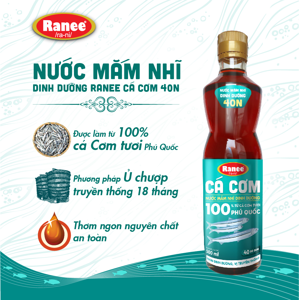 {Đơn 199k tặng hộp bơ -399k tặng vá gỗ} Nước mắm nhĩ dinh dưỡng Ranee Cá Cơm 40 ĐỘ ĐẠM chai 500ml