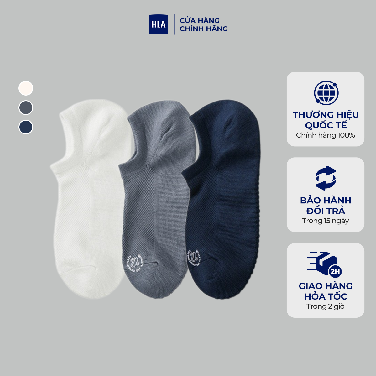 HLA - Bộ 3 đôi vớ nam cao cấp Soft & comfortable elastic socks