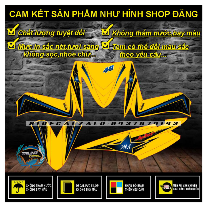 Tem rời mio ultimo phối dán xe vàng