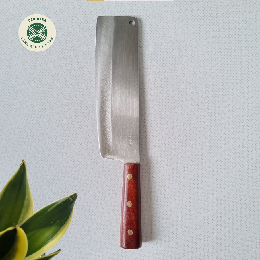 [Dao DAKA - Lý Nhân] Dao thái chặt thép Nhật trắng không gỉ - Chuôi gỗ