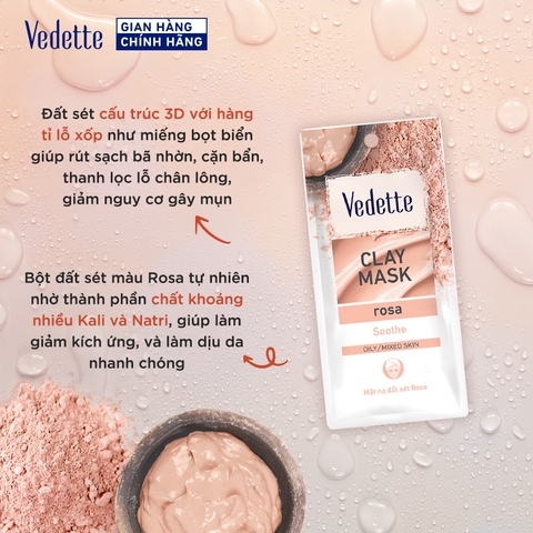 Mặt nạ đất sét Vedette Rosa 12g