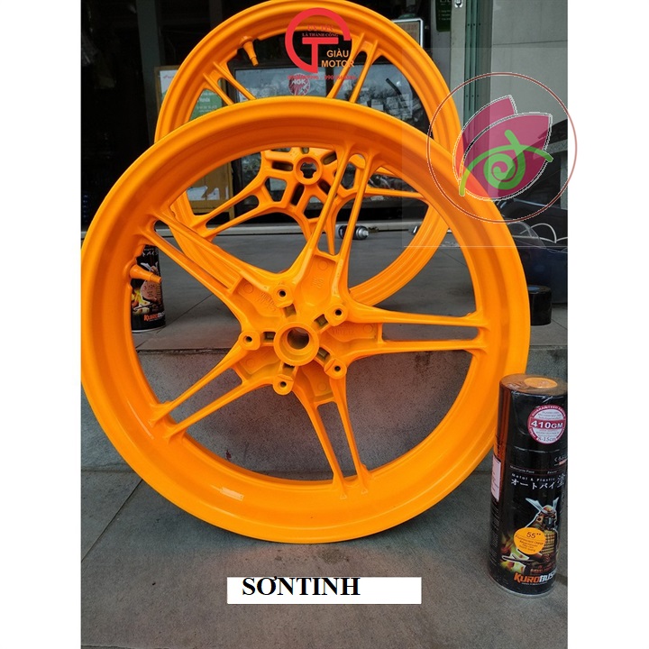 55 Chai sơn xịt sơn xe máy Samurai 55  màu cam huỳnh quang , sơn xịt phản quang màu cam