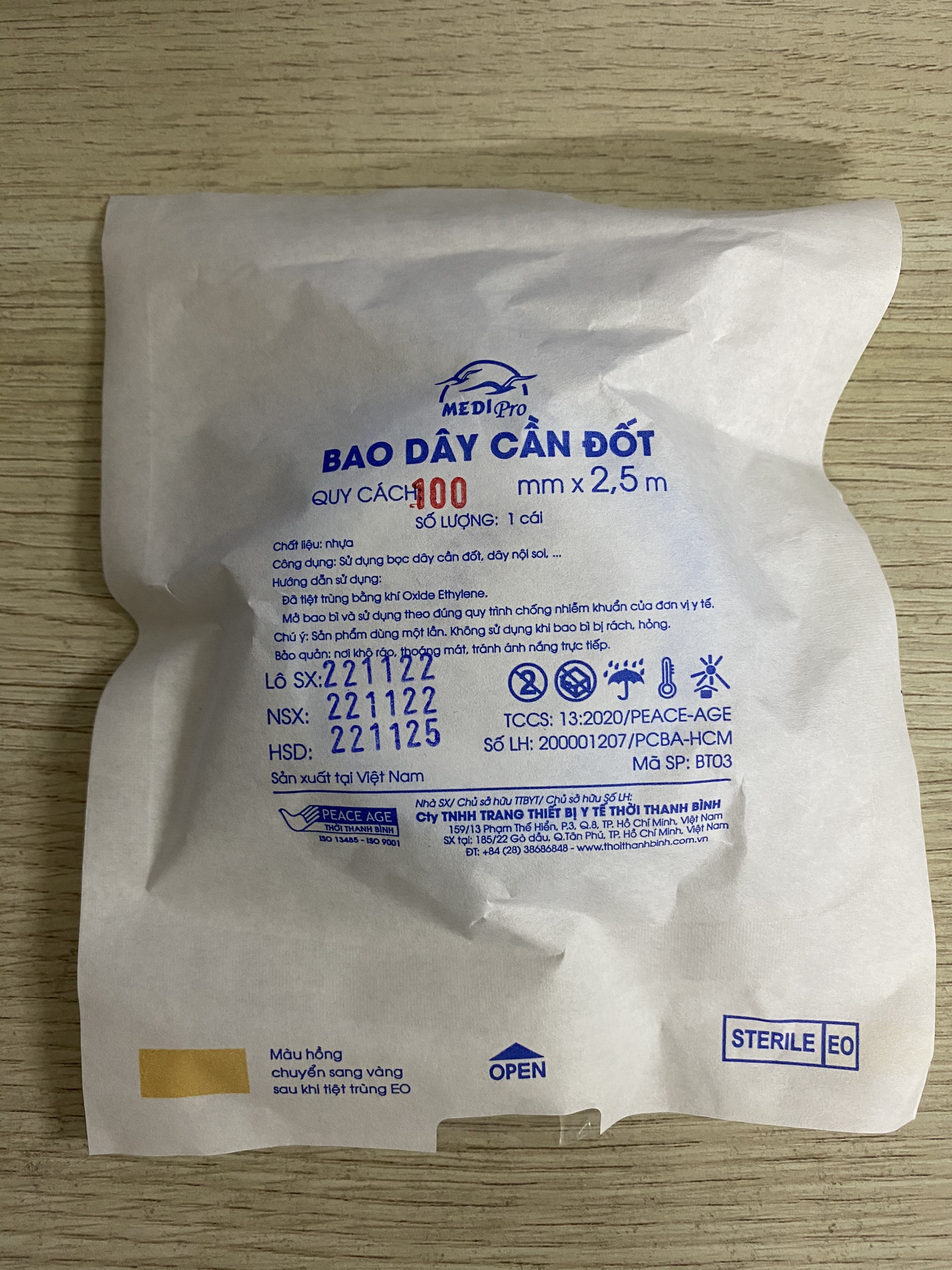 Bao dây cần đốt ( dùng trong y tế, bọc dây cần đốt, dây nội soi...) (25 GÓI)