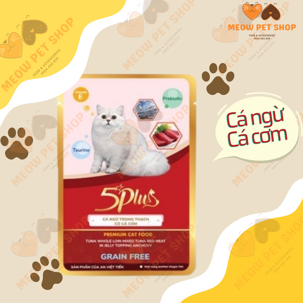 Thức ăn pate 5 Plus Premium cho mèo gói 70g