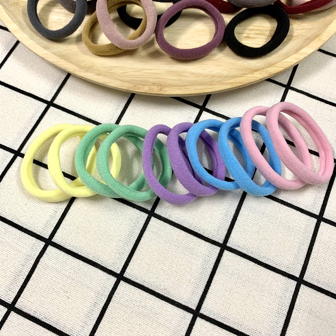 Set 10 thun cột tóc trơn thời trang cho nữ nhiều màu sắc