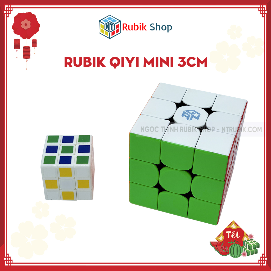 [Hoàn tiền 10%][Rubik 3x3x3] Rubik 3x3x3 QiYi mini 3cm Stickerless không viền