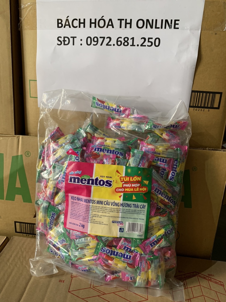 Kẹo Nhai Mentos 3 viên 1 bịch 2kg