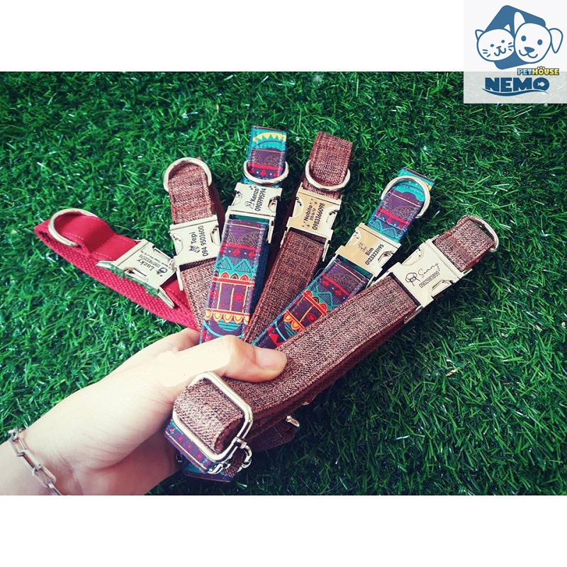 Vòng Cổ cho Chó Mèo Vintage (Khắc Tên)