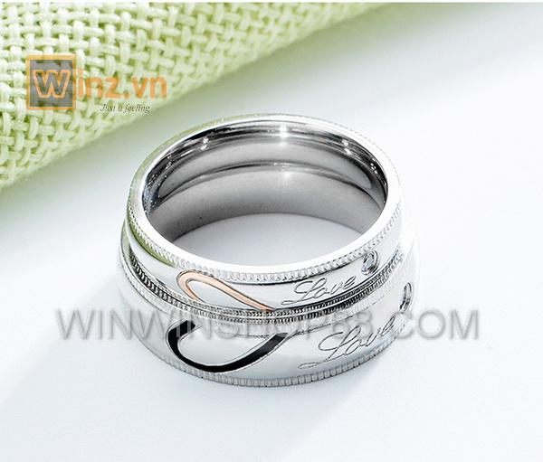 Nhẫn cặp trái tim NC130 (Màu Bạc)