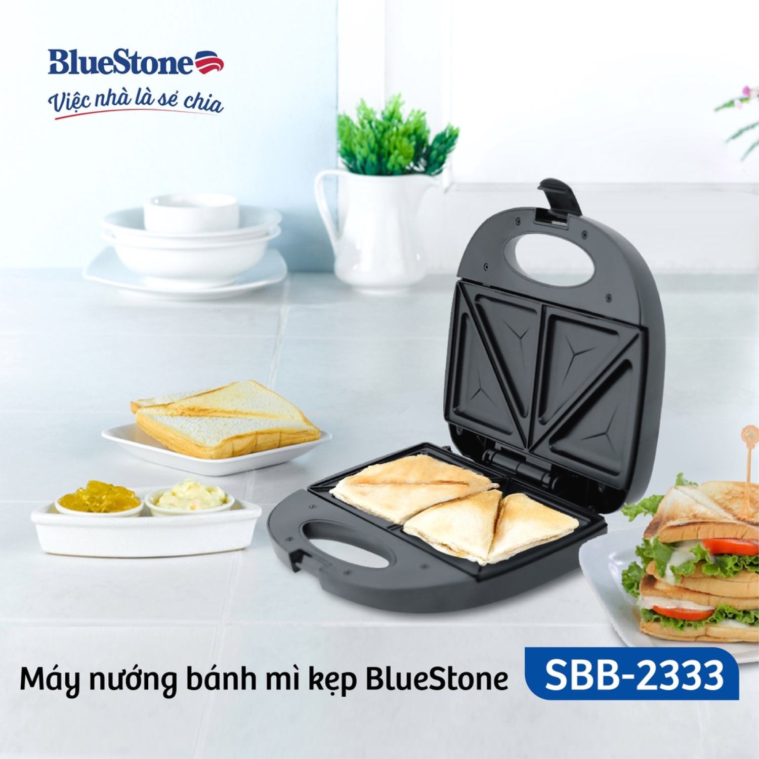 [BH Chính hãng] Máy nướng bánh mì kẹp BlueStone SBB-2333