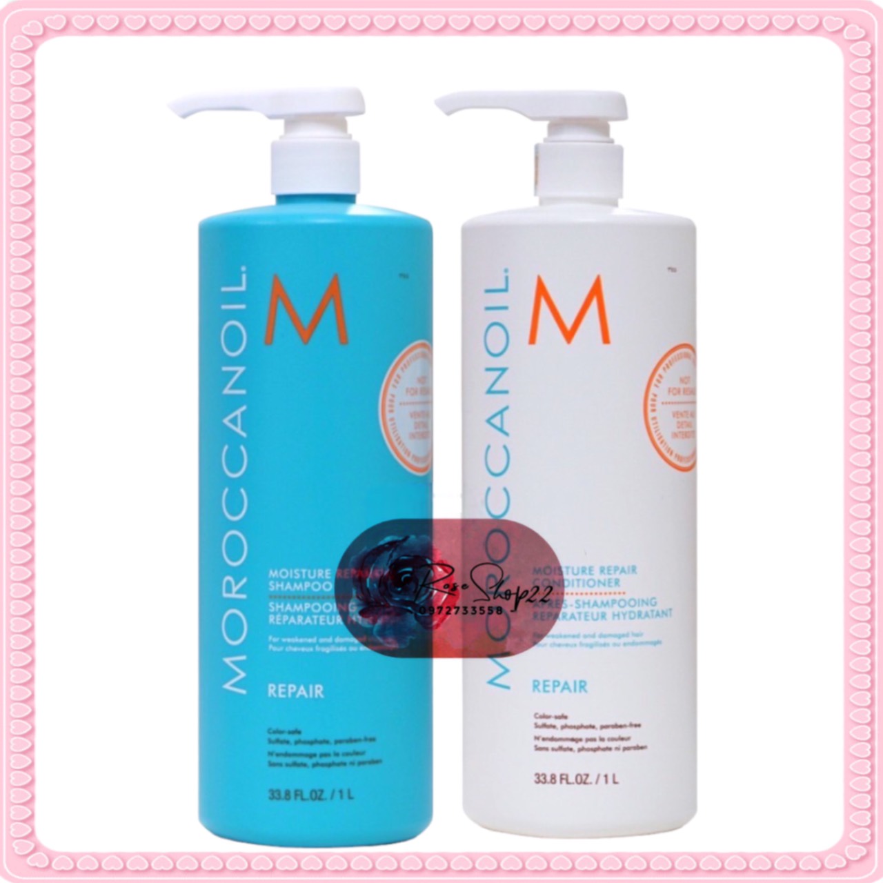 COMBO PAIR SHAMPOO RECOVERY MOISTURE MOROCCANOIL MOISTURE REPAIR 1000ML x 2 + CRYSTAL OIL HAIR COCO