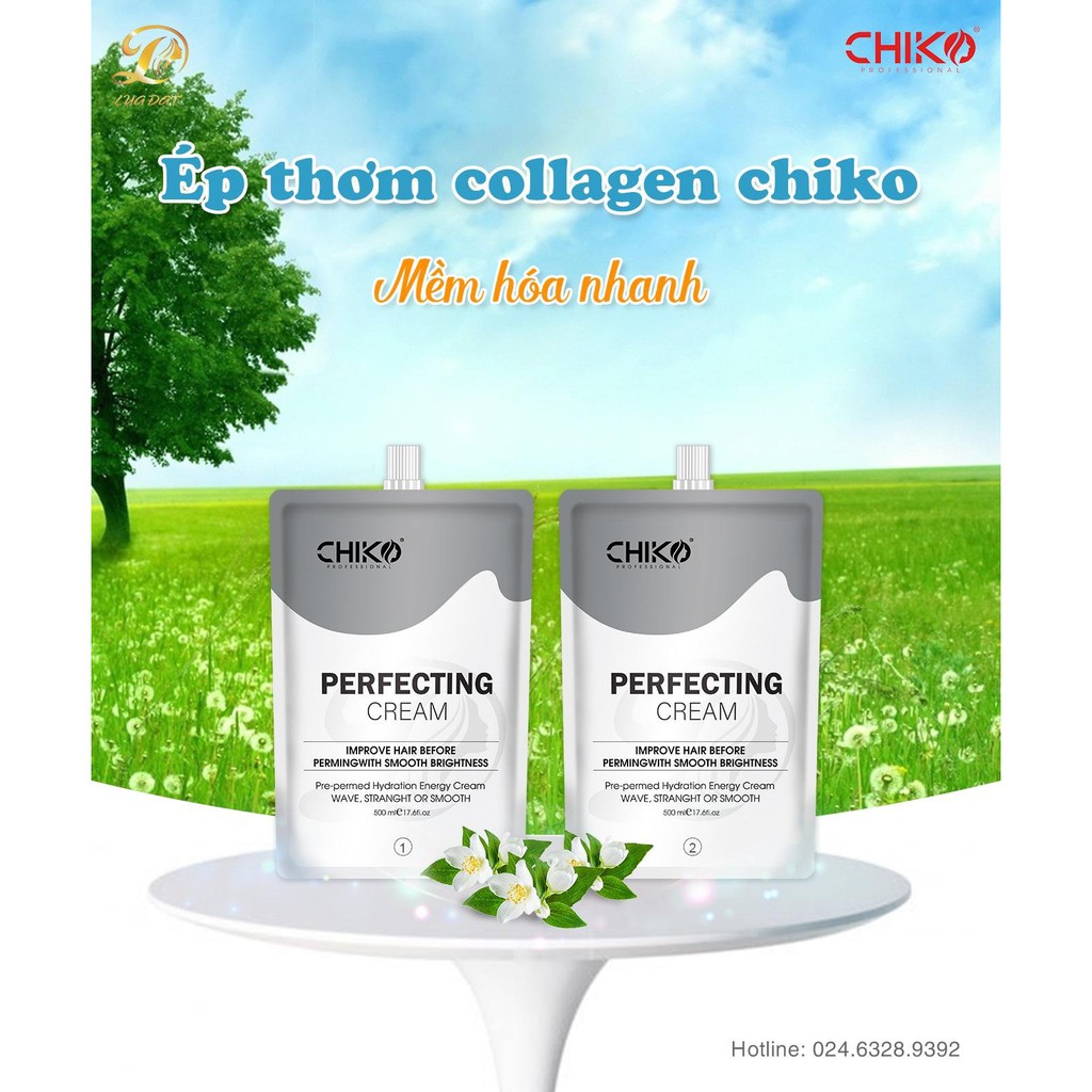 (CHÍNH HÃNG) thuuốc ép/duỗi tóc collagen thông minh CHIKO (Cặp Lớn)
