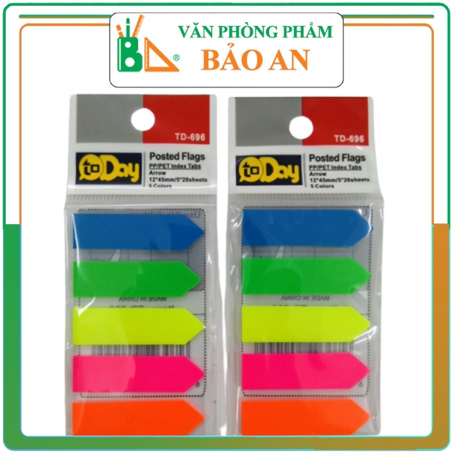 Combo 5 tập giấy nhớ 5 màu nhựa mũi tên - văn phòng phẩm bảo an
