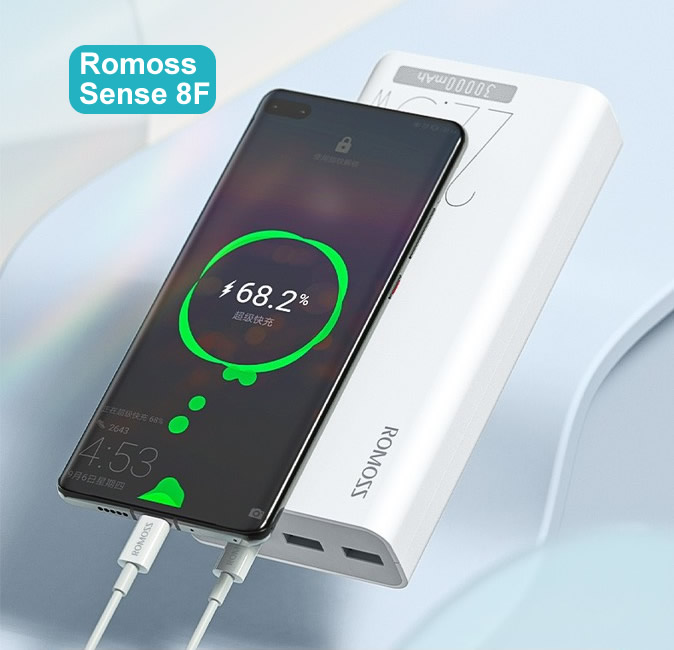 Pin dự phòng sạc nhanh Romoss Sense 8F dung lượng 30000mAh - sạc nhanh QC 22.5W và PD 20W (2 phân loại) Nhất Tín Computer