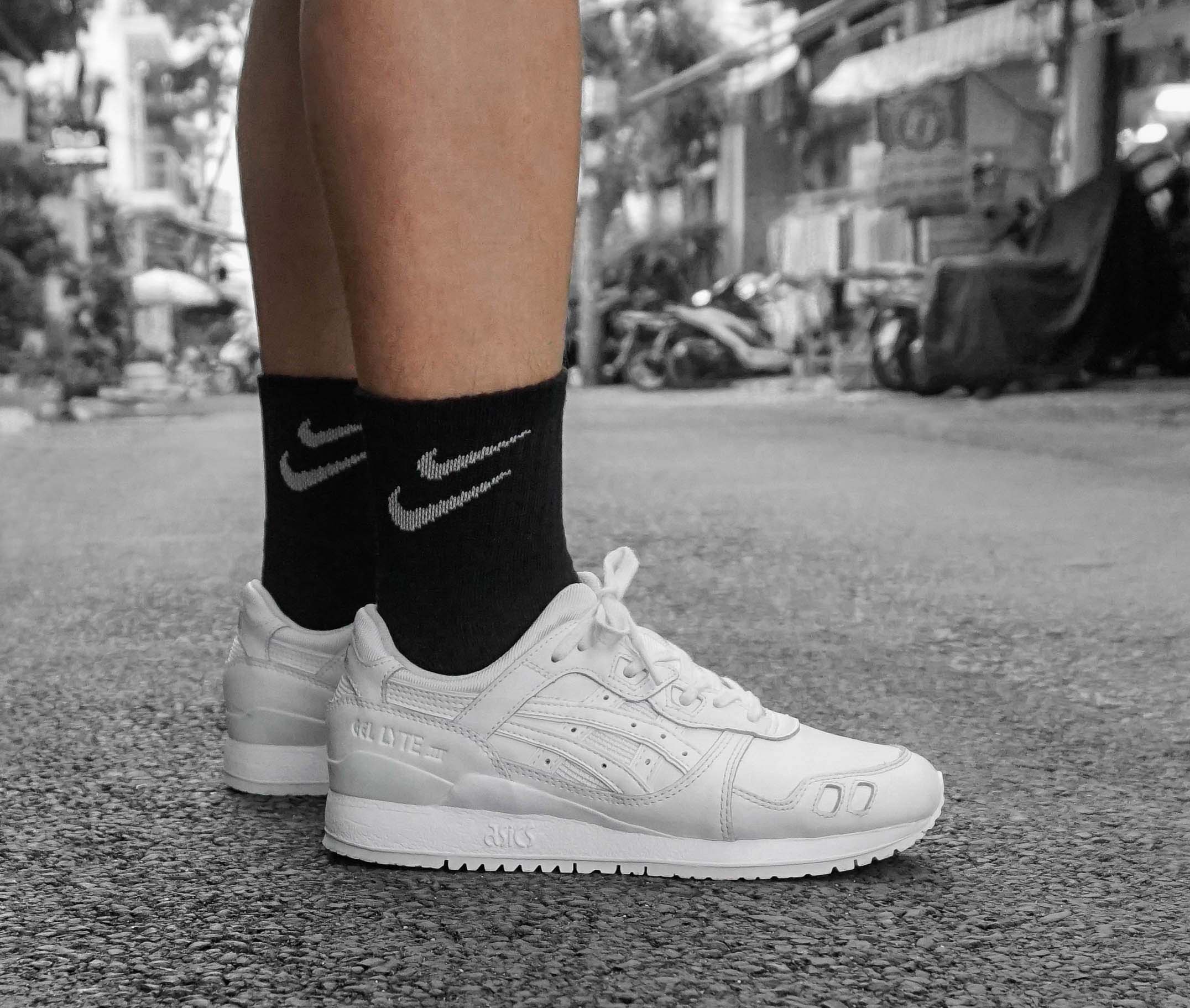 [Chính hãng 100%] Vớ Nike Nam Nữ Double Swoosh 1 pack 2 đôi trắng đen
