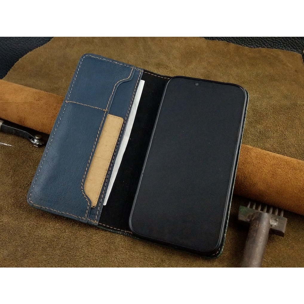 Bao Da Iphone 13 Pro Max Handmade Cổ Điển Da Bò Thật