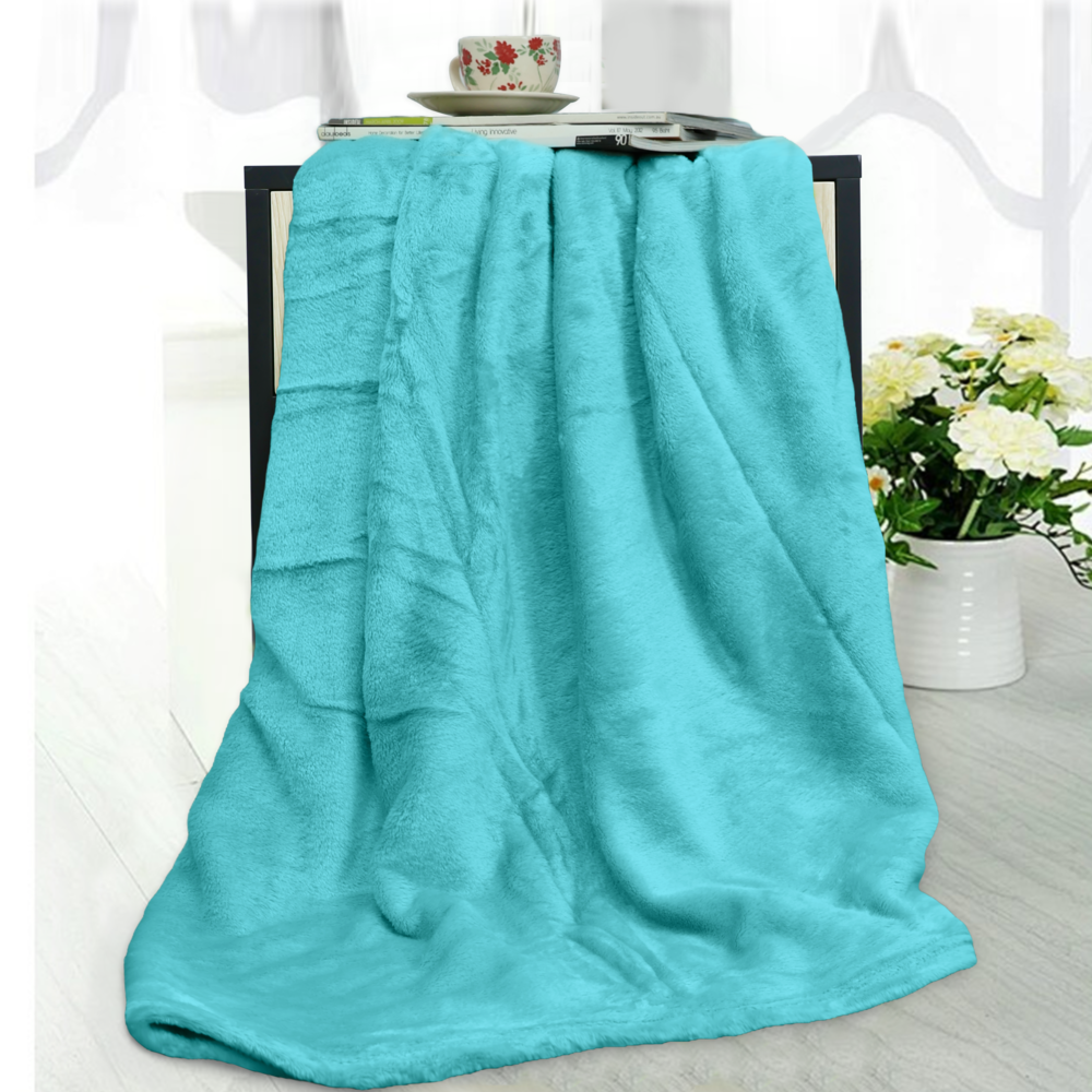 Chăn/Mền tuyết NIN House 100% Microfiber siêu mềm mịn màu xanh da trời - Aqua (nhiều kích cỡ)