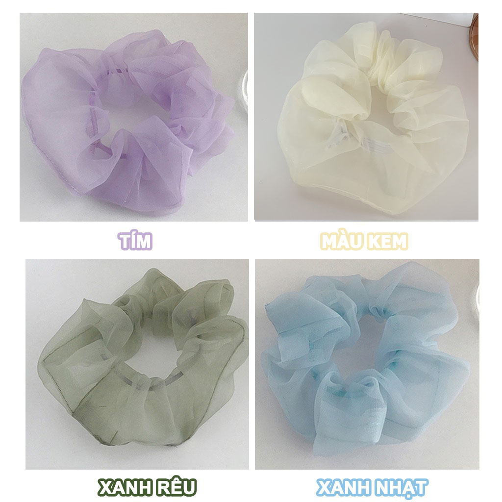 Dây cột tóc vải Scrunchies Trơn 5 màu pastel CT57