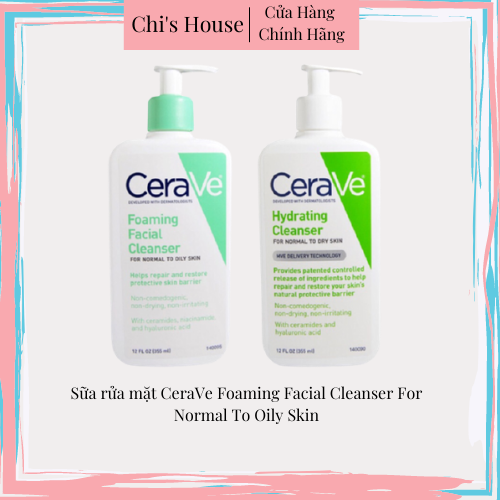 Sữa rửa mặt dành cho da khô da dầu cerave foaming facial cleanser 236ml