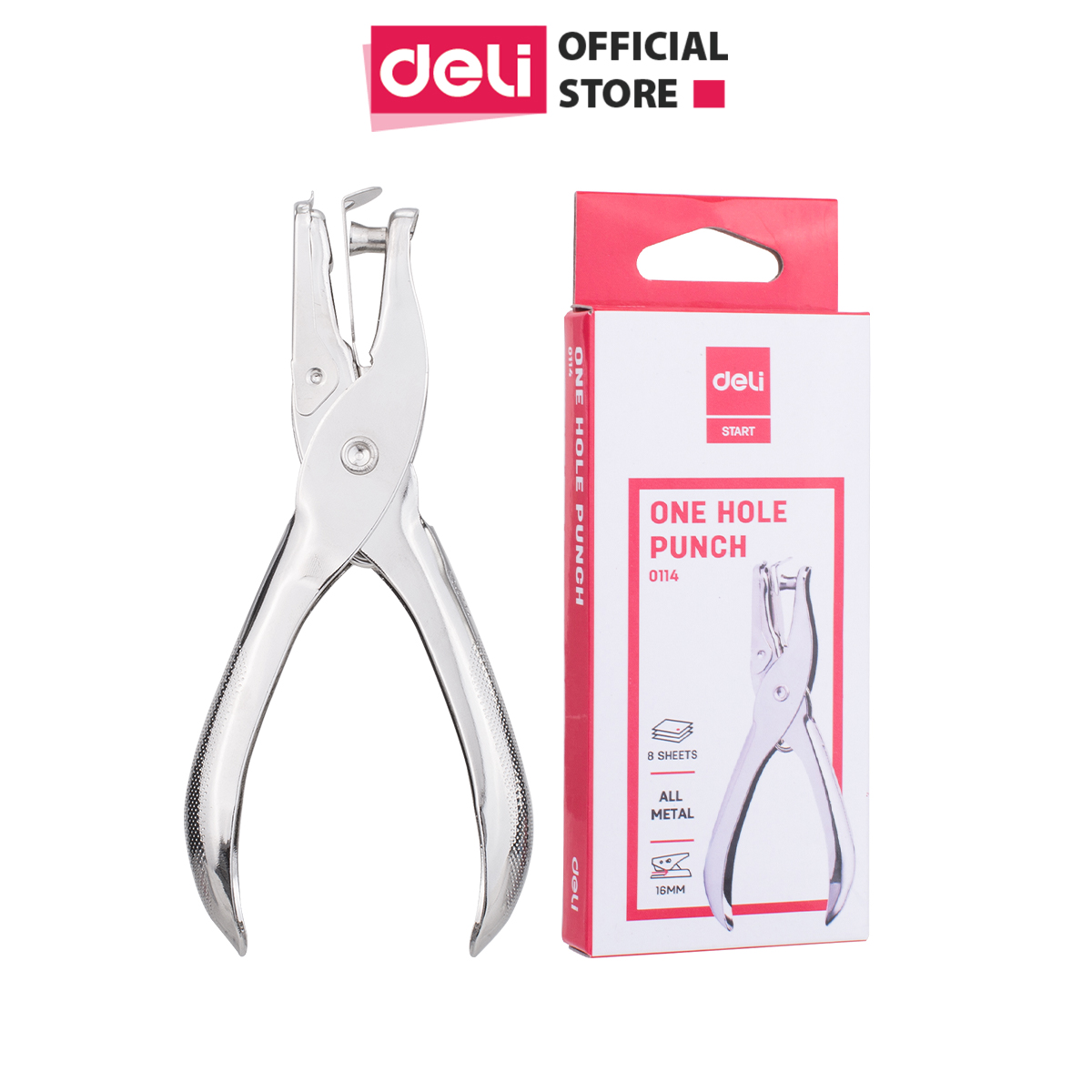 Kìm bấm lỗ giấy deli 0114 - dụng cụ bấm lỗ deli