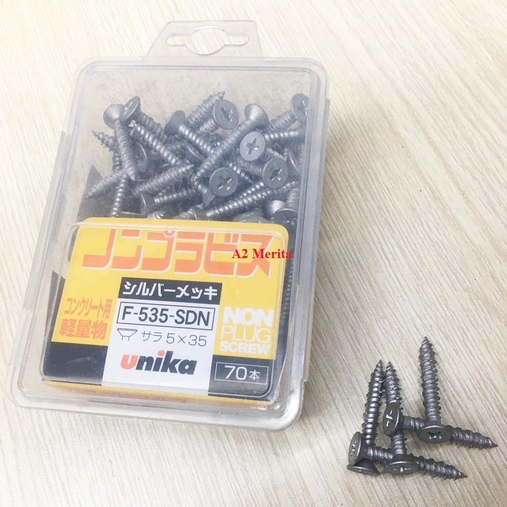 Vít bê tông 5mm đầu bằng Unika F535 (Không cần tắc kê nhựa)